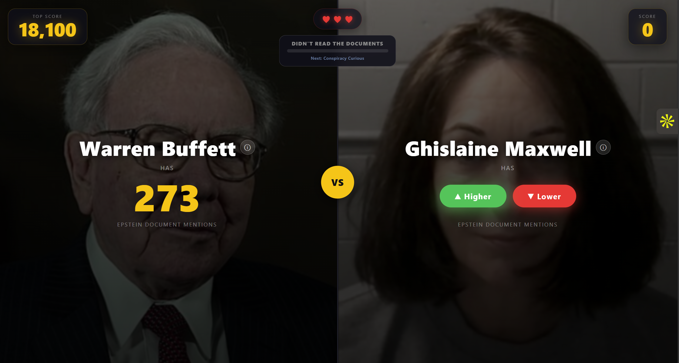 EpsteinRank.com screenshot